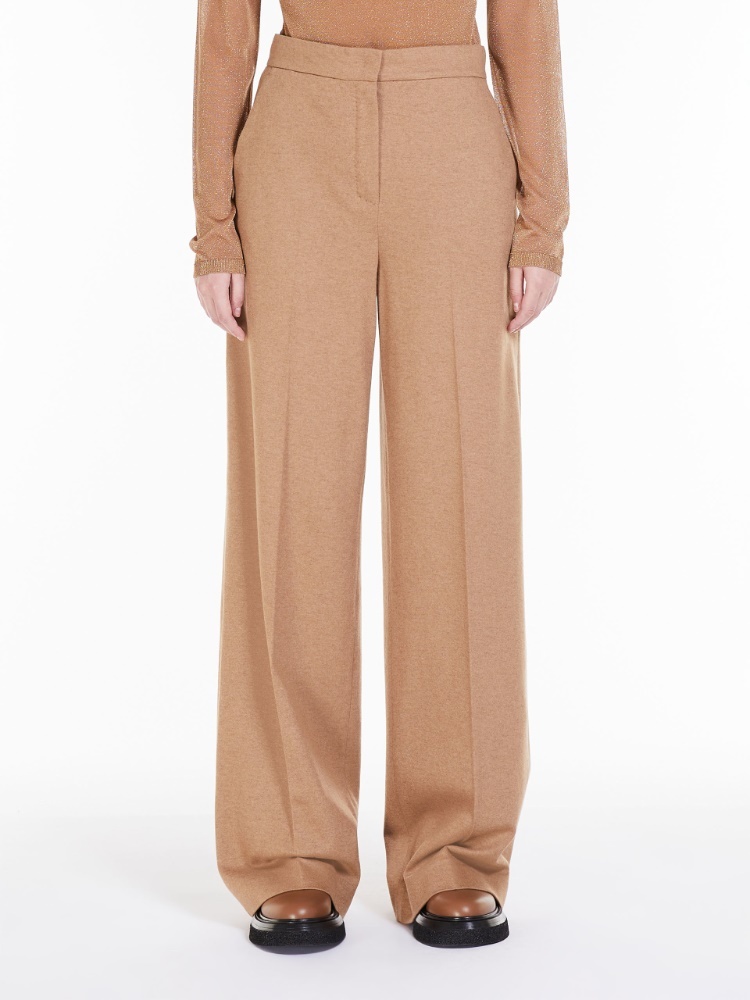 Max Mara Knitted Wide-legged Casual Pants In Nude