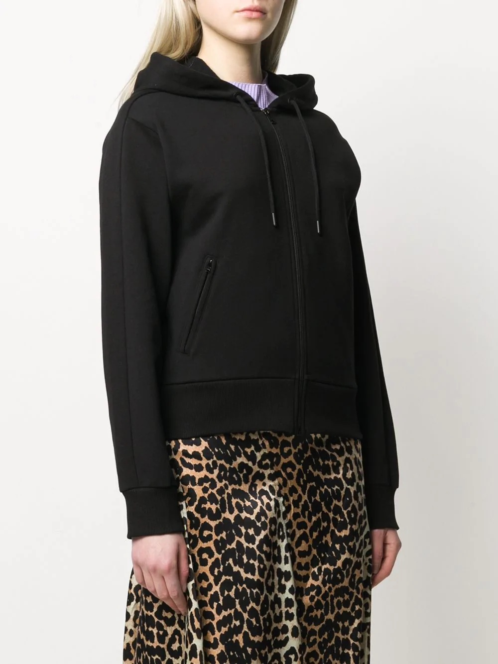 Kenzo Logo Printed Hooded Coat In Black
