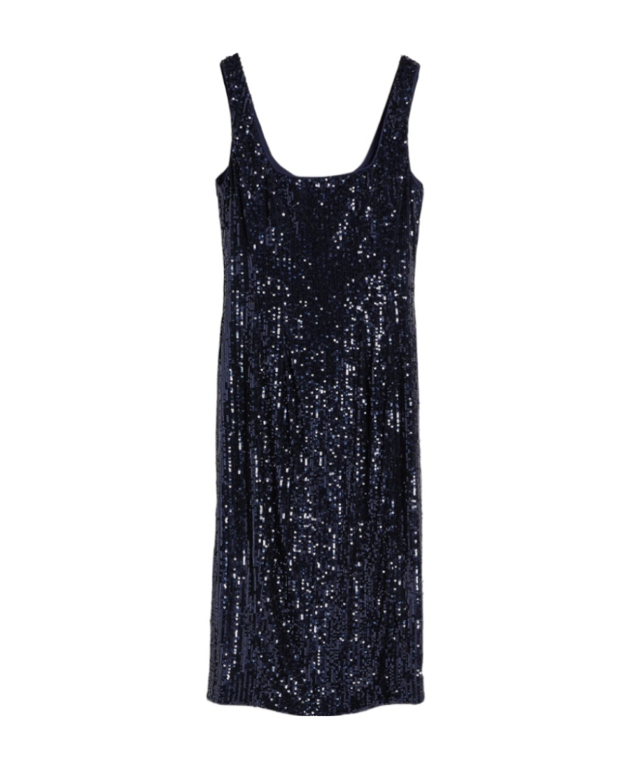 Max Mara Sequined Tight Dress In Black