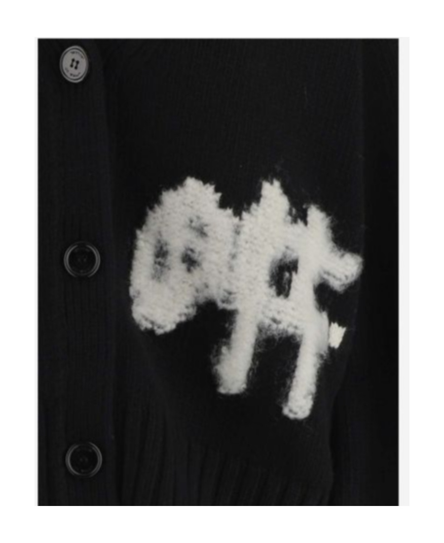 Off-white Logo-intarsia Knit Cardigan In Black