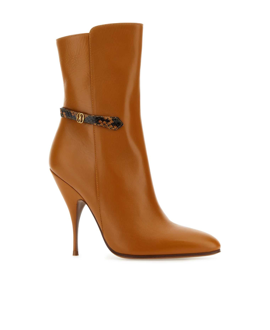 Bally Odeya Leather Ankle Boots With Pointed Toe And Stiletto Heel In Brown