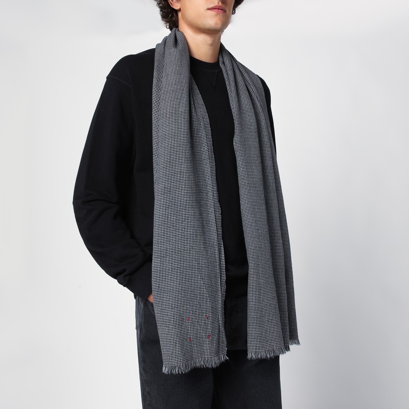 Destin Surl Checked Tassel Scarf In Gray