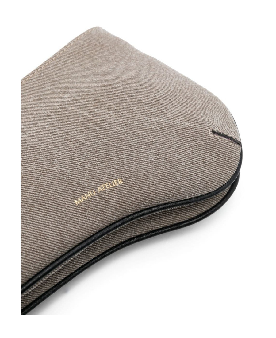 Manu Atelier Curve Leather Shoulder Bag In Gray