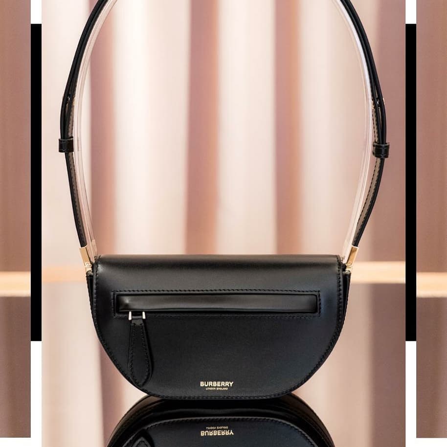 Burberry Medium Leather Olympia Shoulder Bag In Black