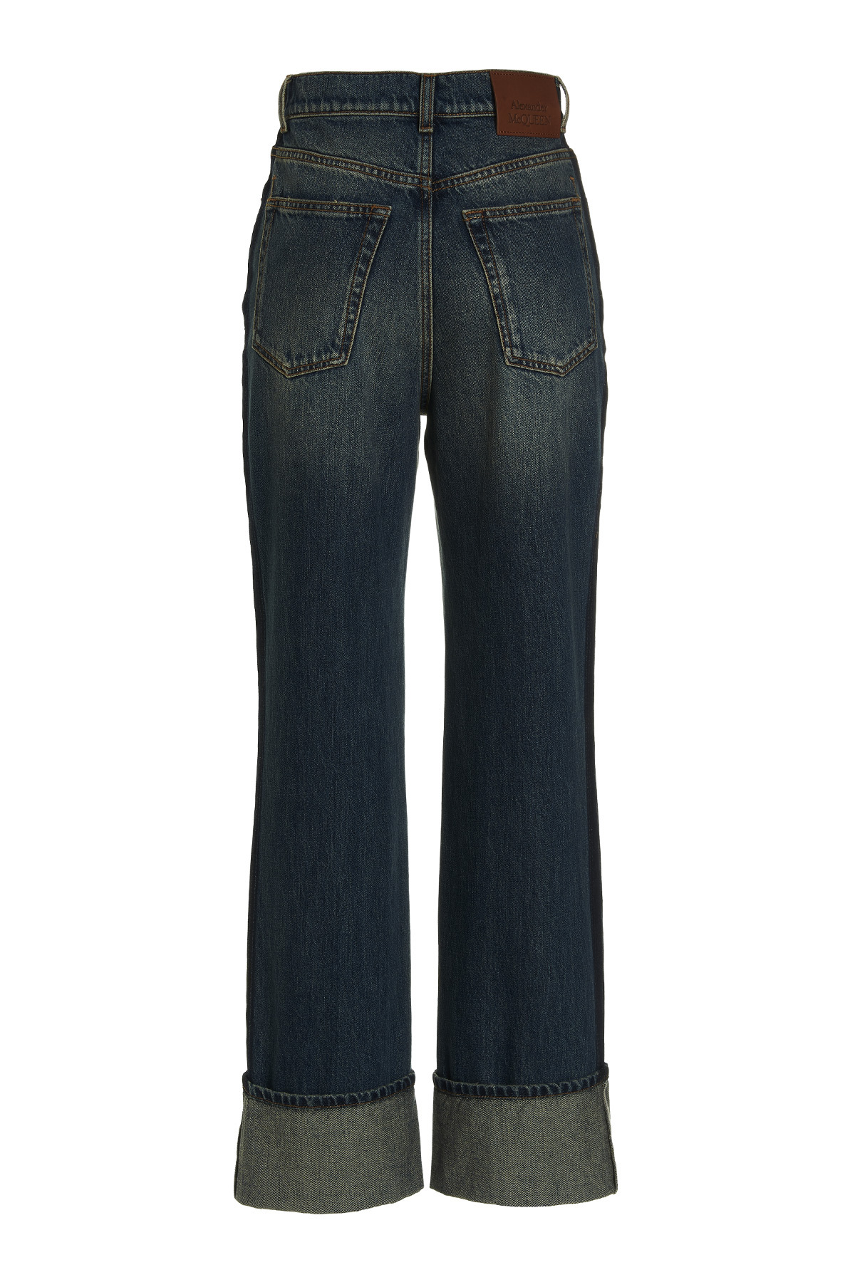 Alexander Mcqueen Turn-up Hem Straight-leg Jeans In Blue