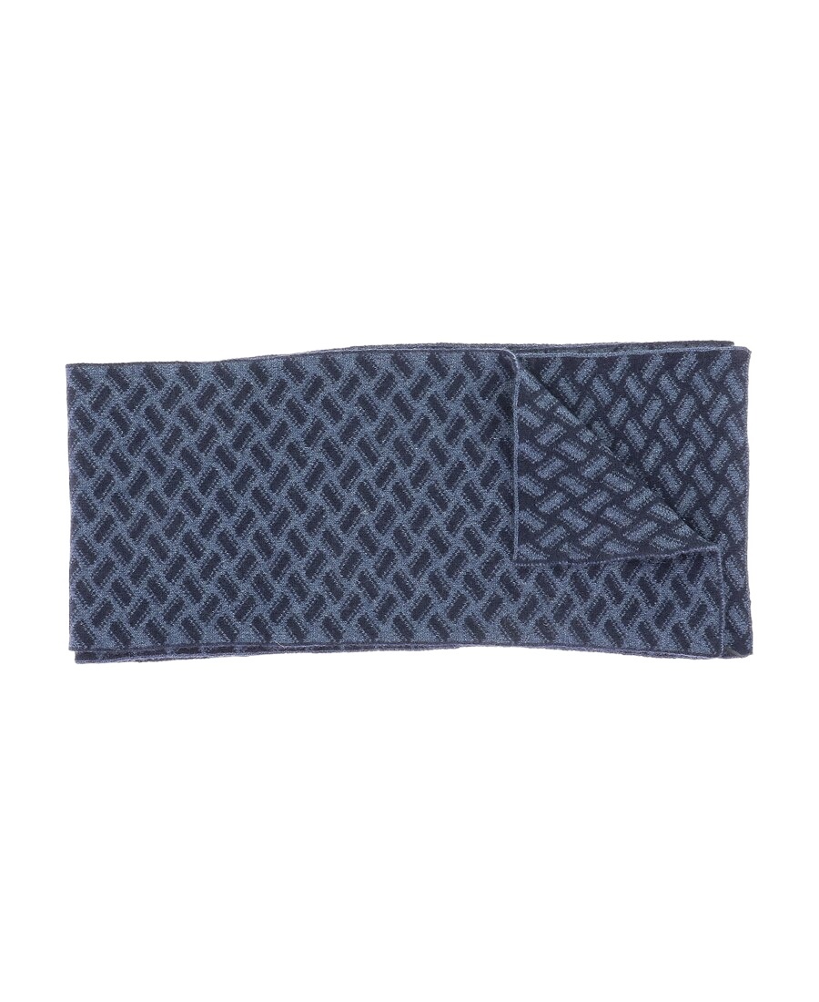 Drumohr Razor Blade Knitted Scarf In Blue