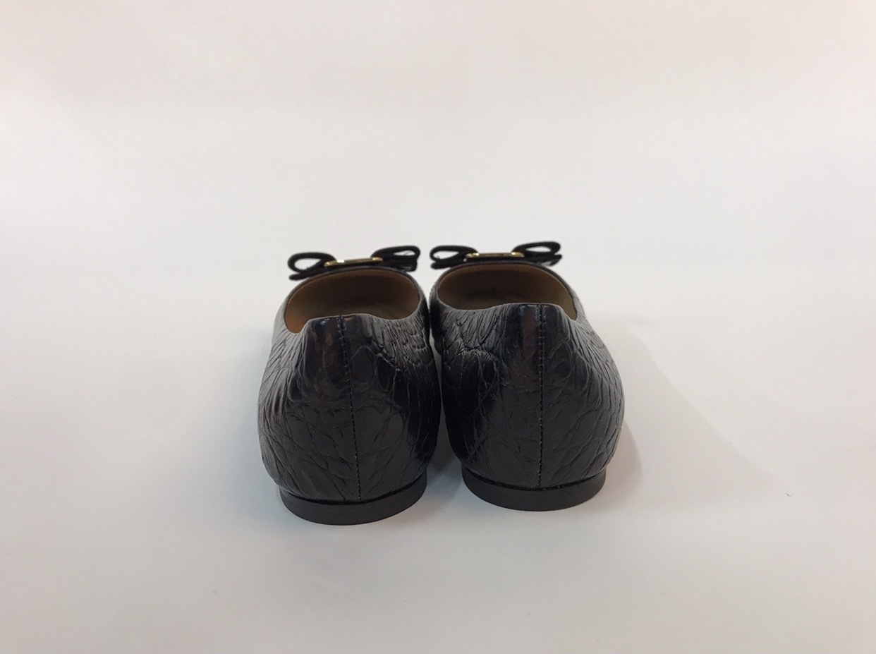 Ferragamo Bowknot Ballet Shoes In Black