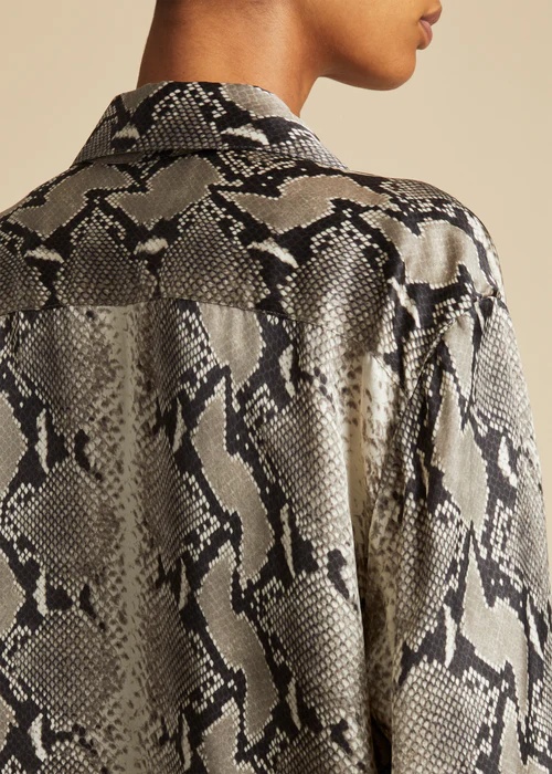 Khaite Argo Snake-print Shirt In Brown