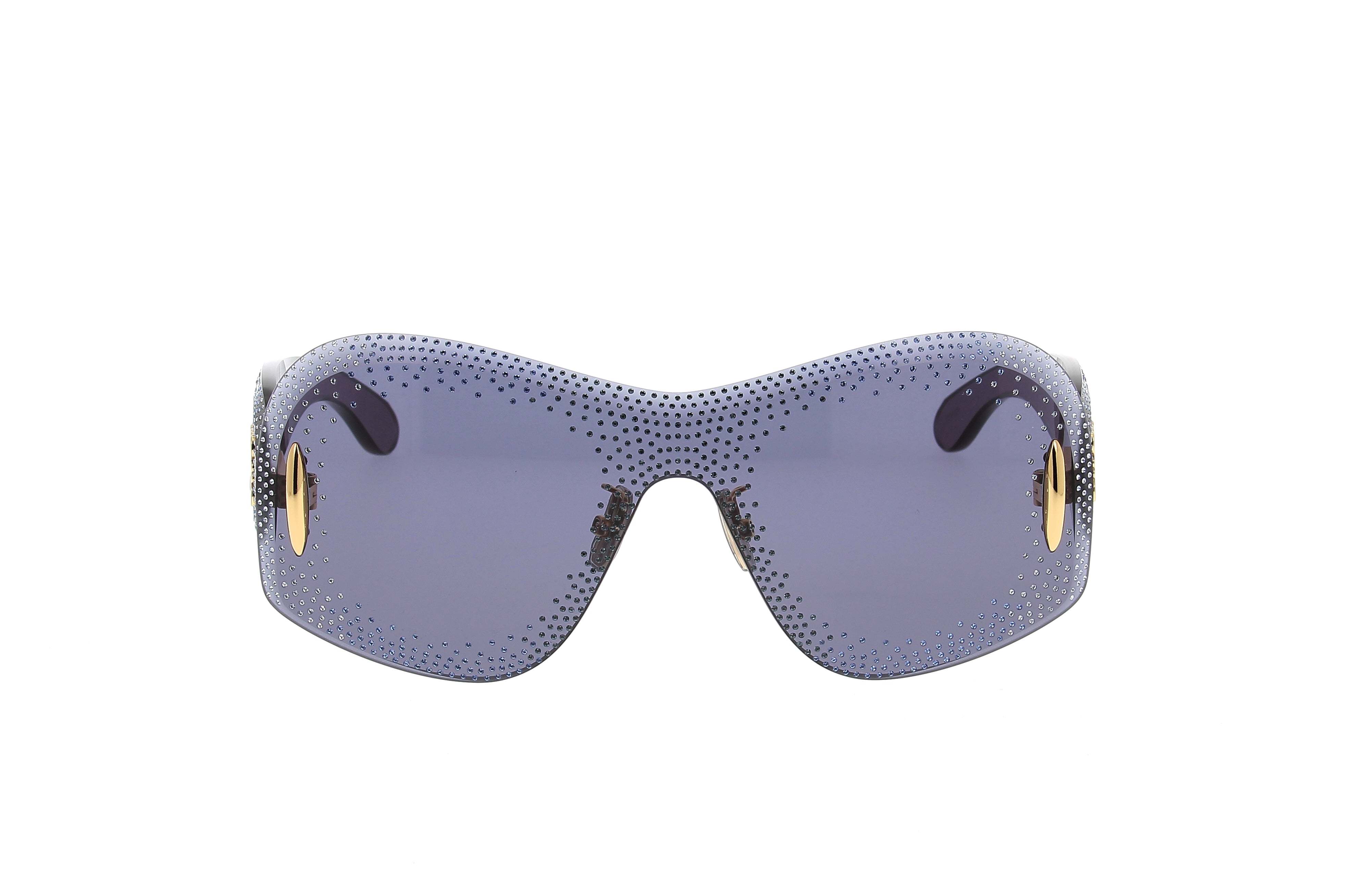 Shop Loewe Embellished Shield Frame Sunglasses In Blue