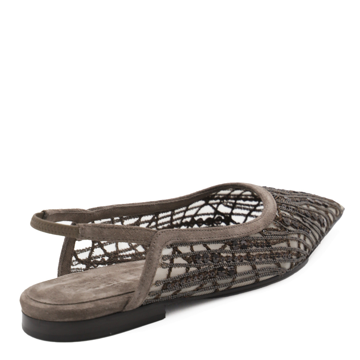 Brunello Cucinelli Women Sandal With Sparkling Abstract Embroidery In Suede In Multicolor