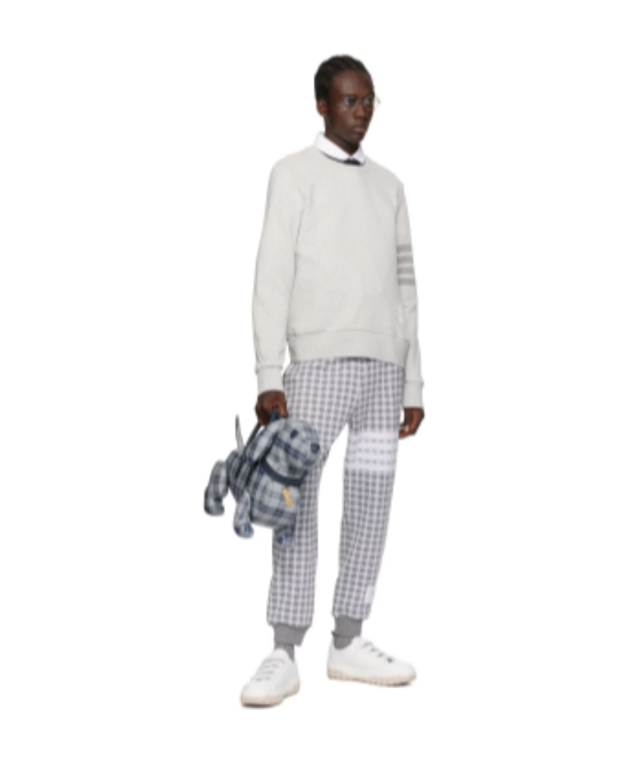 Thom Browne Checked Jacquard Track Pants In Gray