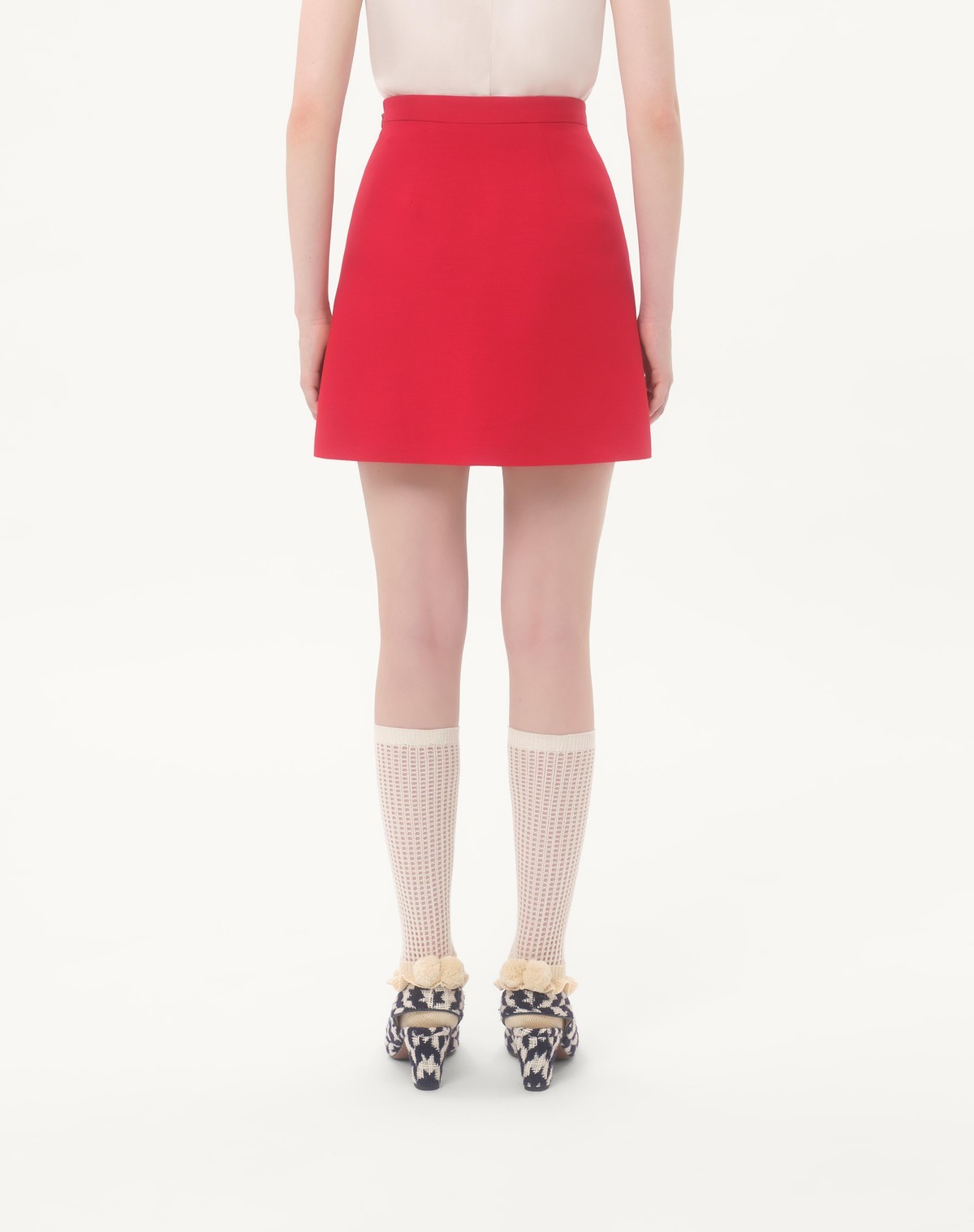 Valentino High Waist Skirt Heart-shaped Buttons In Red