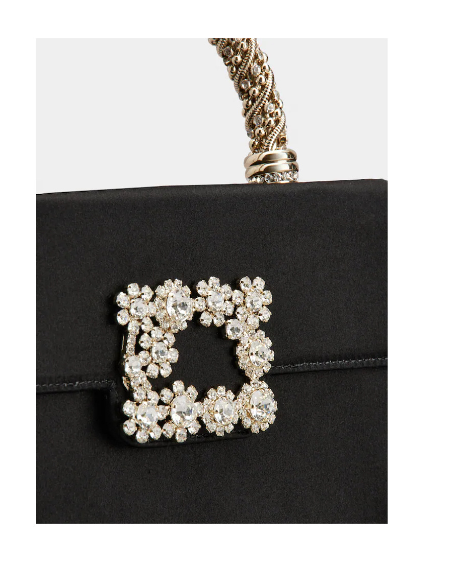 Roger Vivier Crystal Flower Crossbody Bag In Black