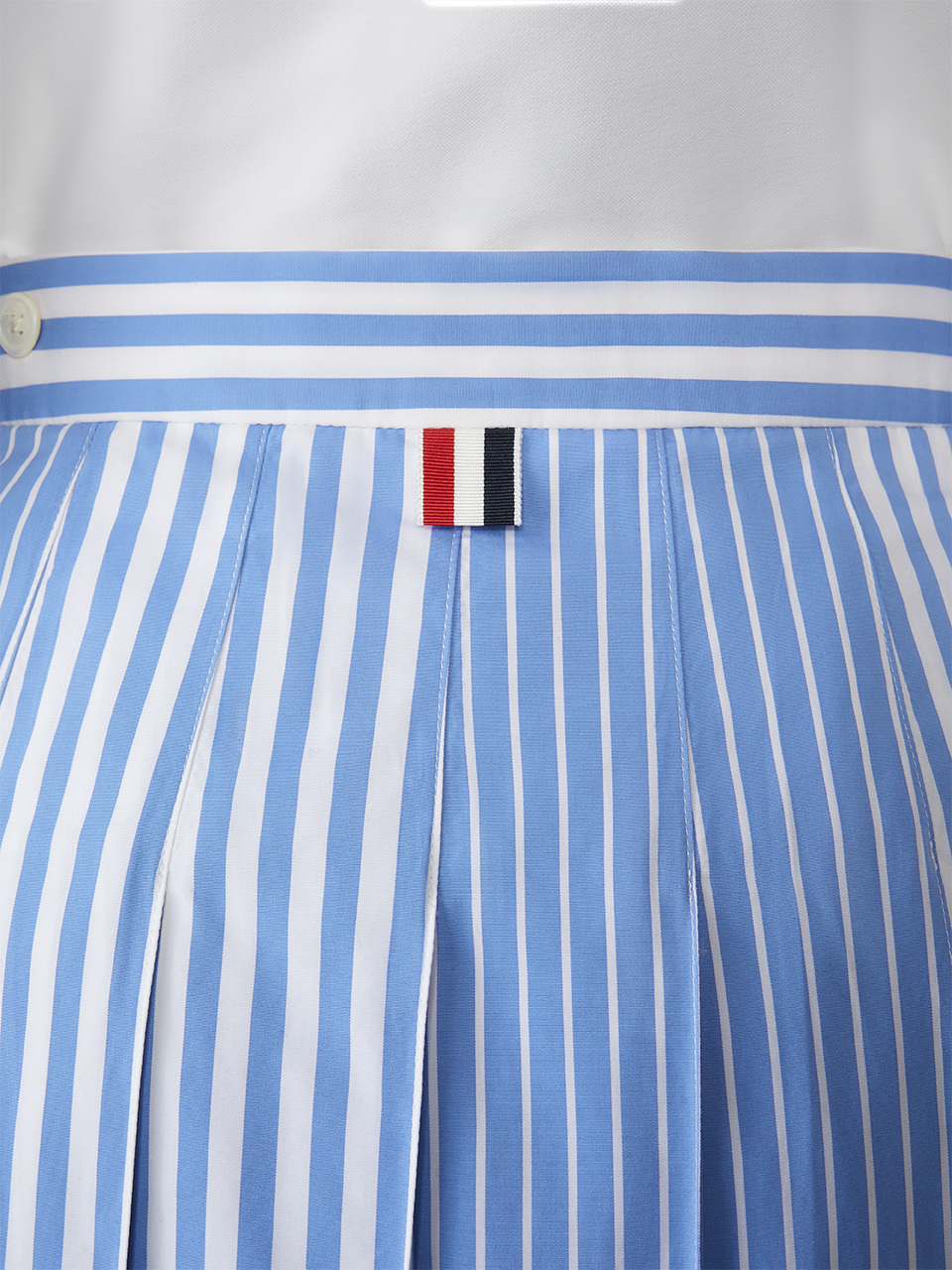 Thom Browne Pleated Striped Midi Skirt In Blue