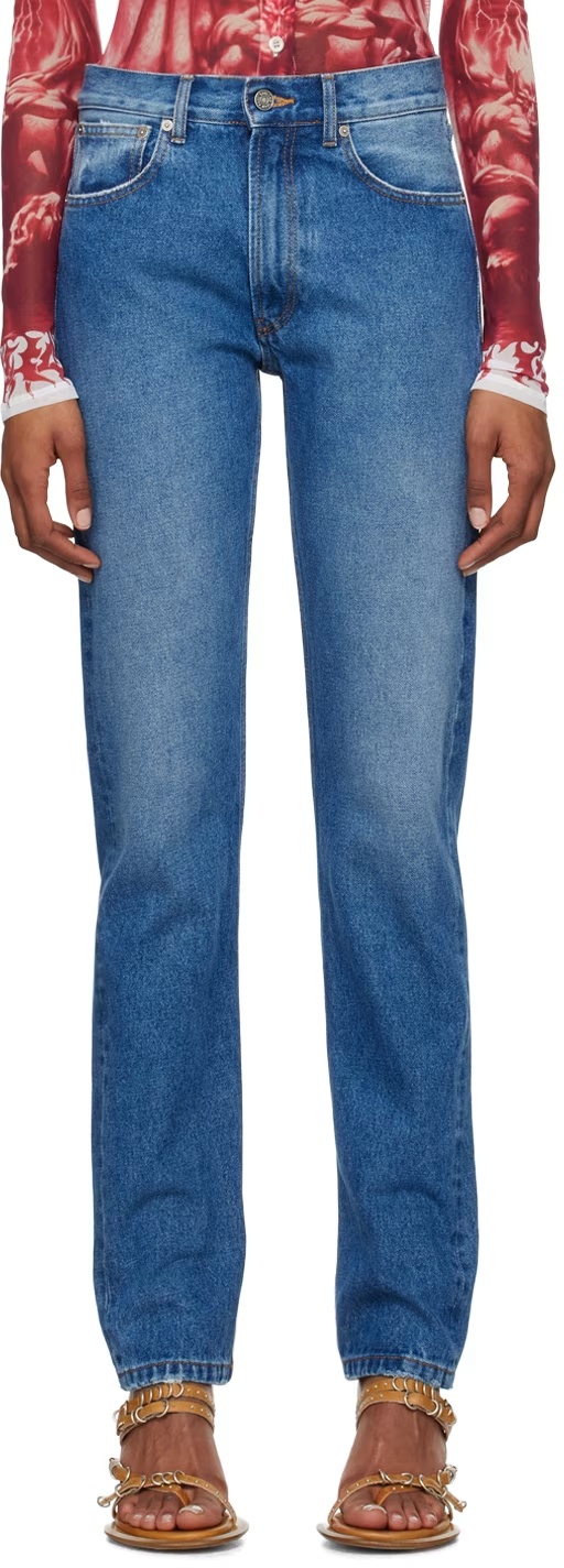 Jean Paul Gaultier Washed Tapered Jeans In Blue