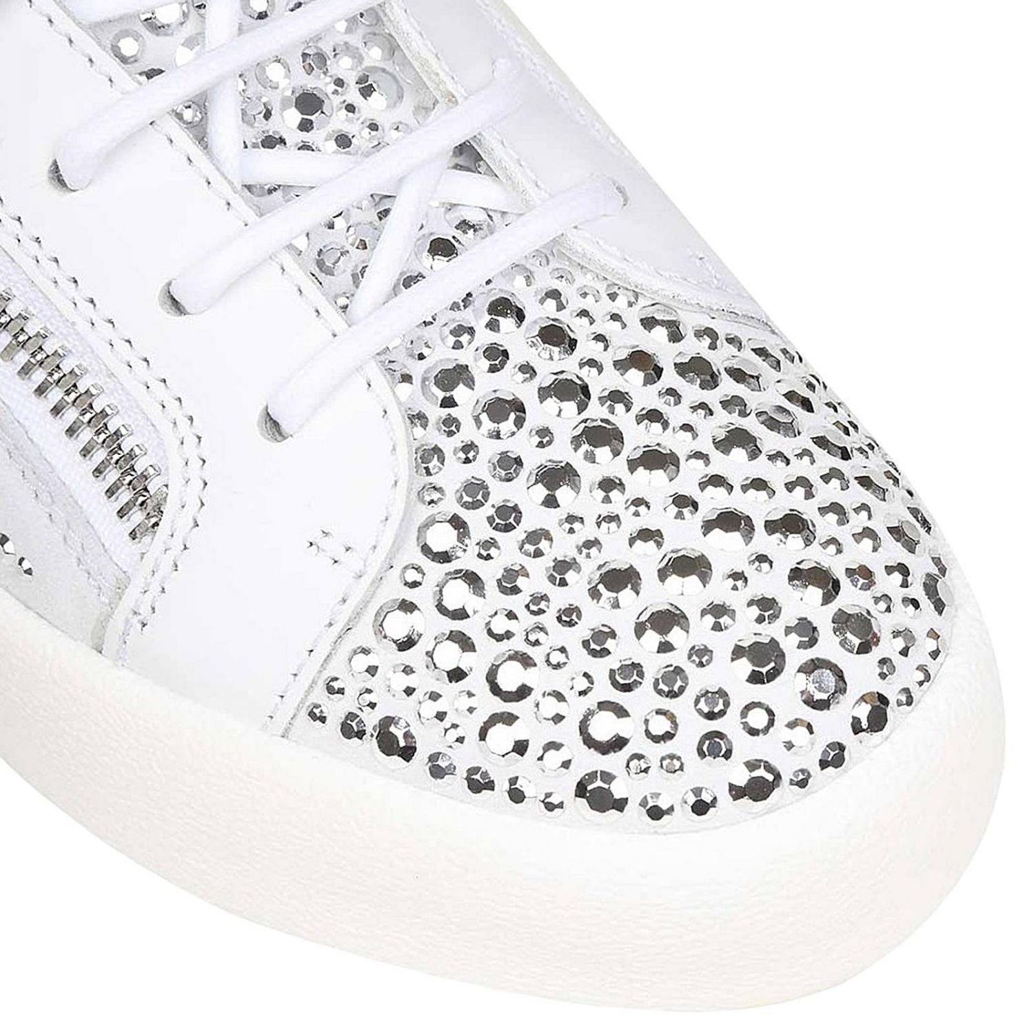 Giuseppe Zanotti Sticking Drill Lace Up Casual Sports Shoes In White