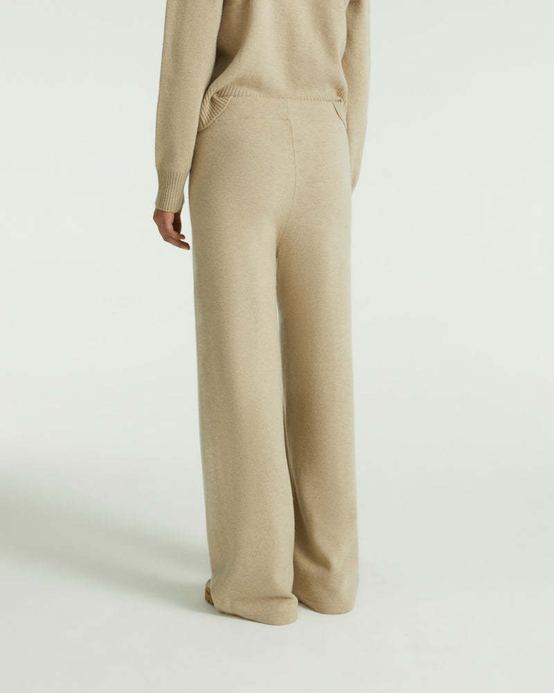 Yves Salomon Wide-leg Wool Casual Pants In Nude