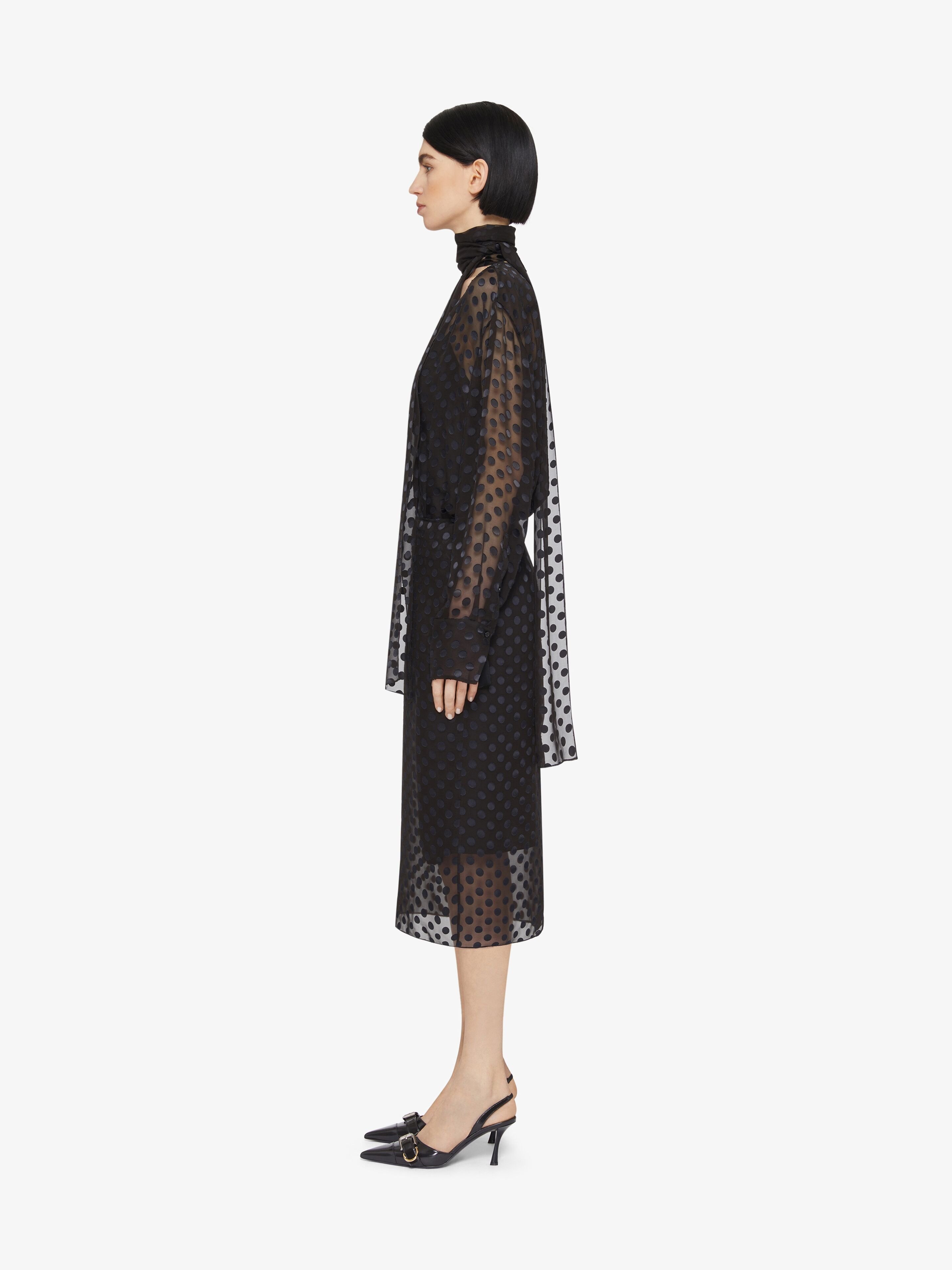 Givenchy Pussy-bow Polka-dot Silk-blend Chiffon Blouse In Black
