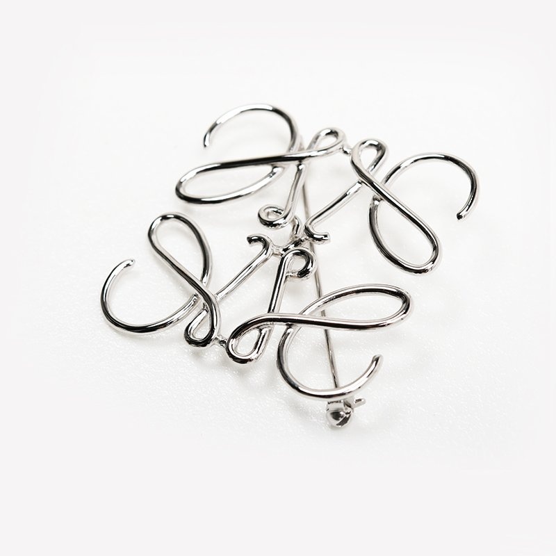 Loewe Anagram Brooch In Silver-tone Metal In White