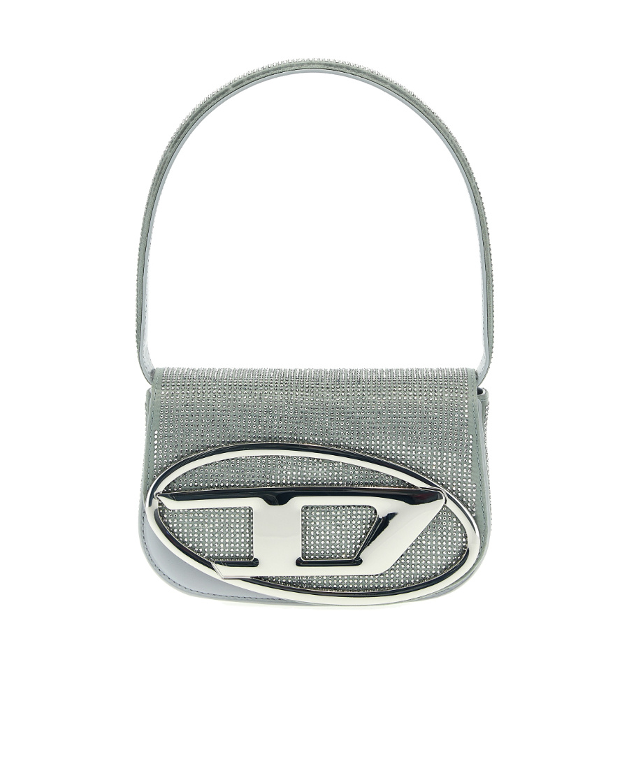 Diesel 1dr Rhinestone-embellished Shoulder Bag In Gray