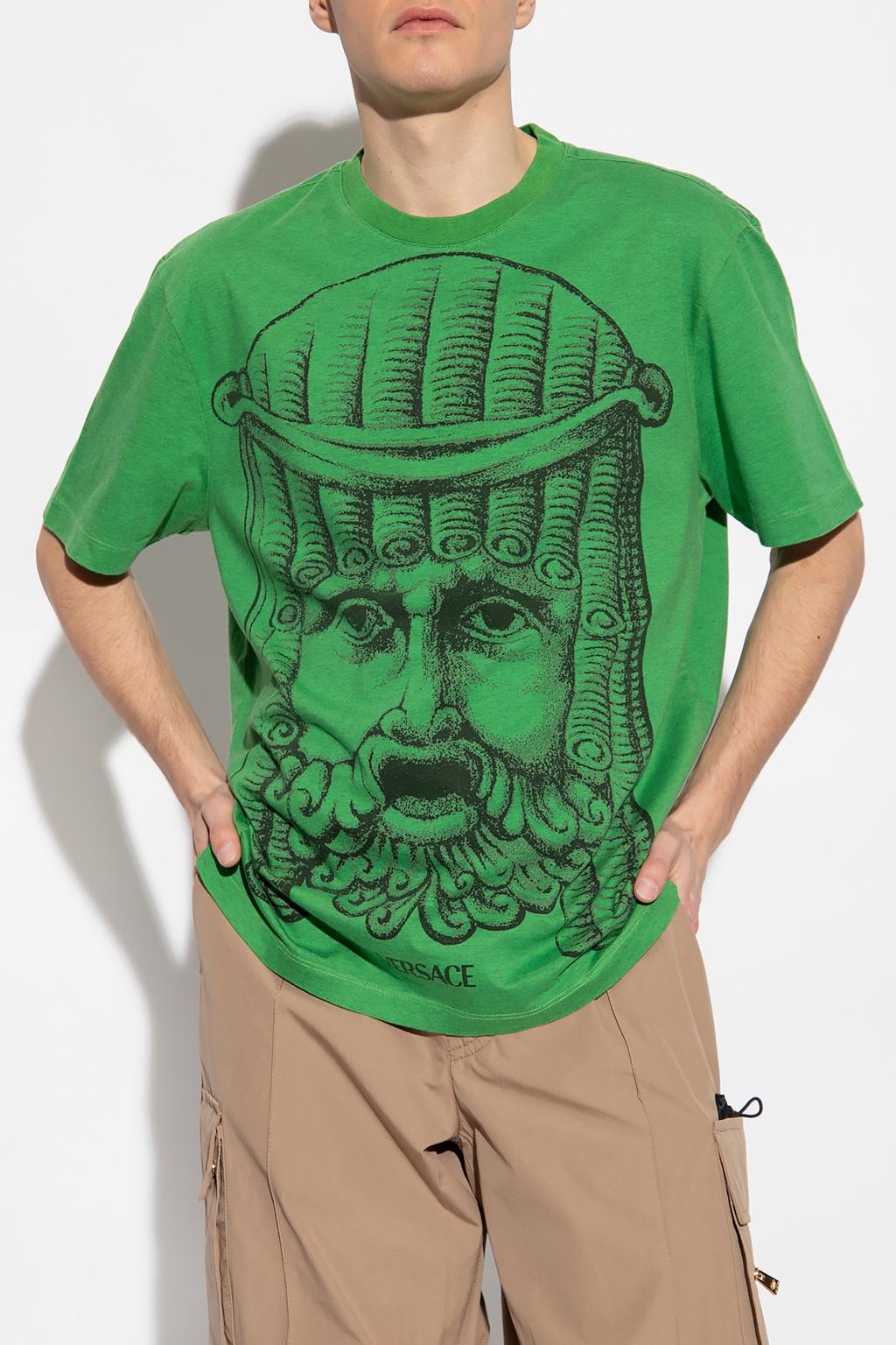 Versace La Maschera Print T-shirt In Green