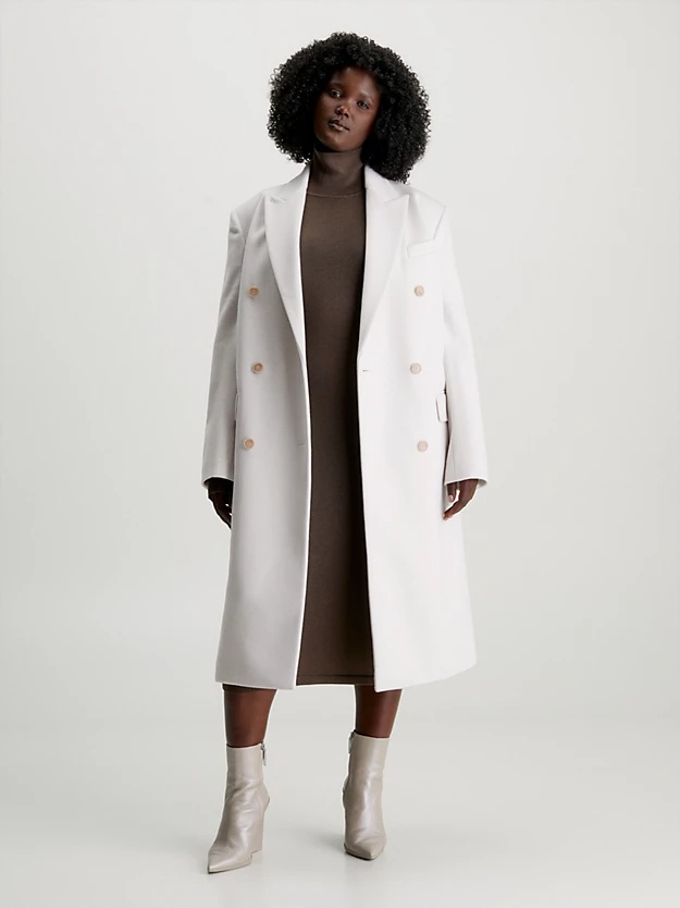 Shop Calvin Klein Double-breasted Coat In White