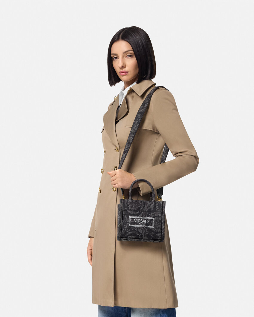 Versace Barocco Athena Tote Bag In Black