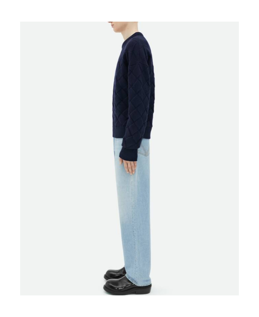 Bottega Veneta Intreccio Crew-neck Jumper In Black