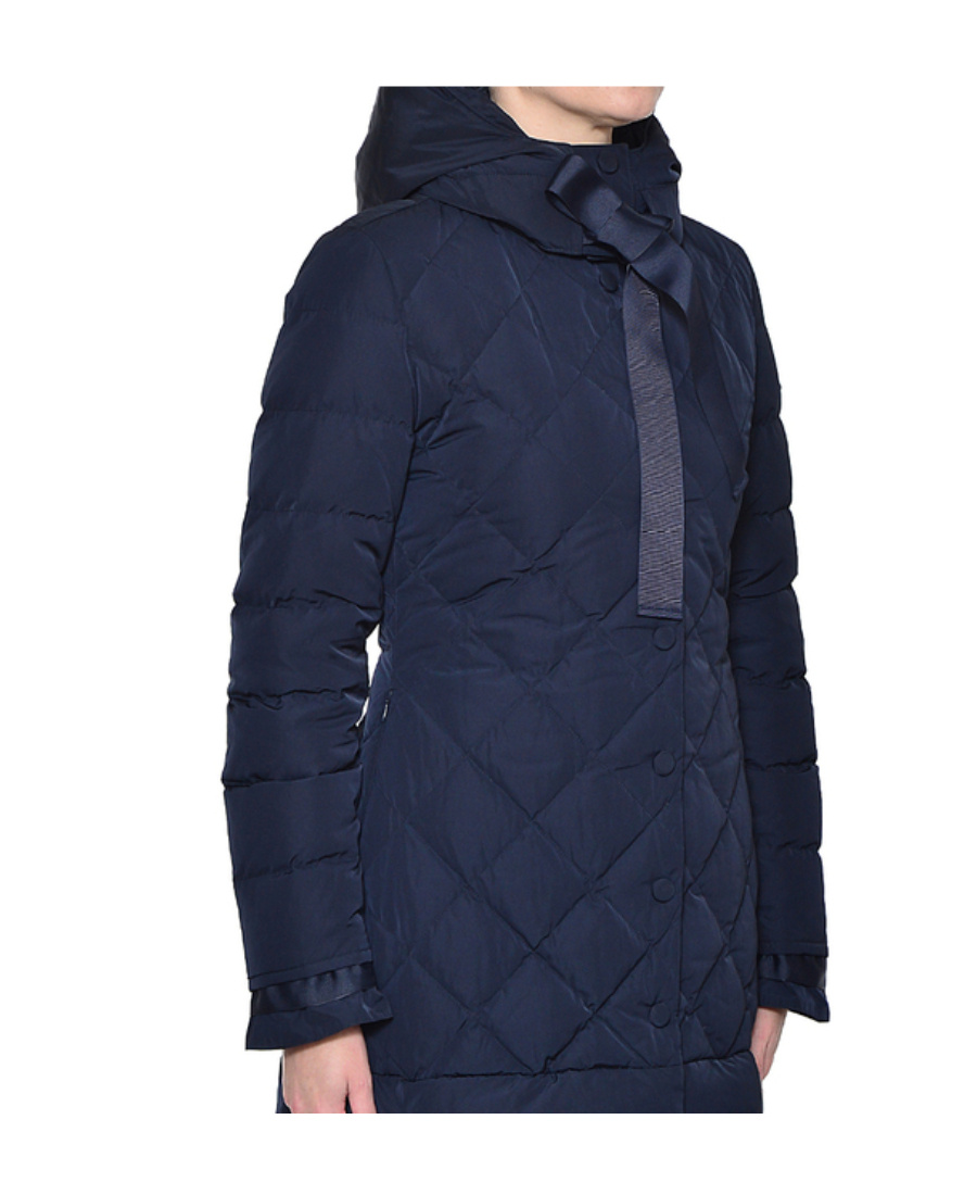 Armani Jeans Short Style Down Jacket With Ribbon In Blue