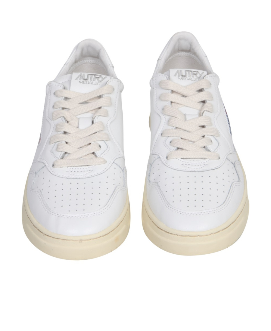 Autry Medalist Low White Sneakers With Suede Inserts And Tonal Heel Tab In Leather Man In White