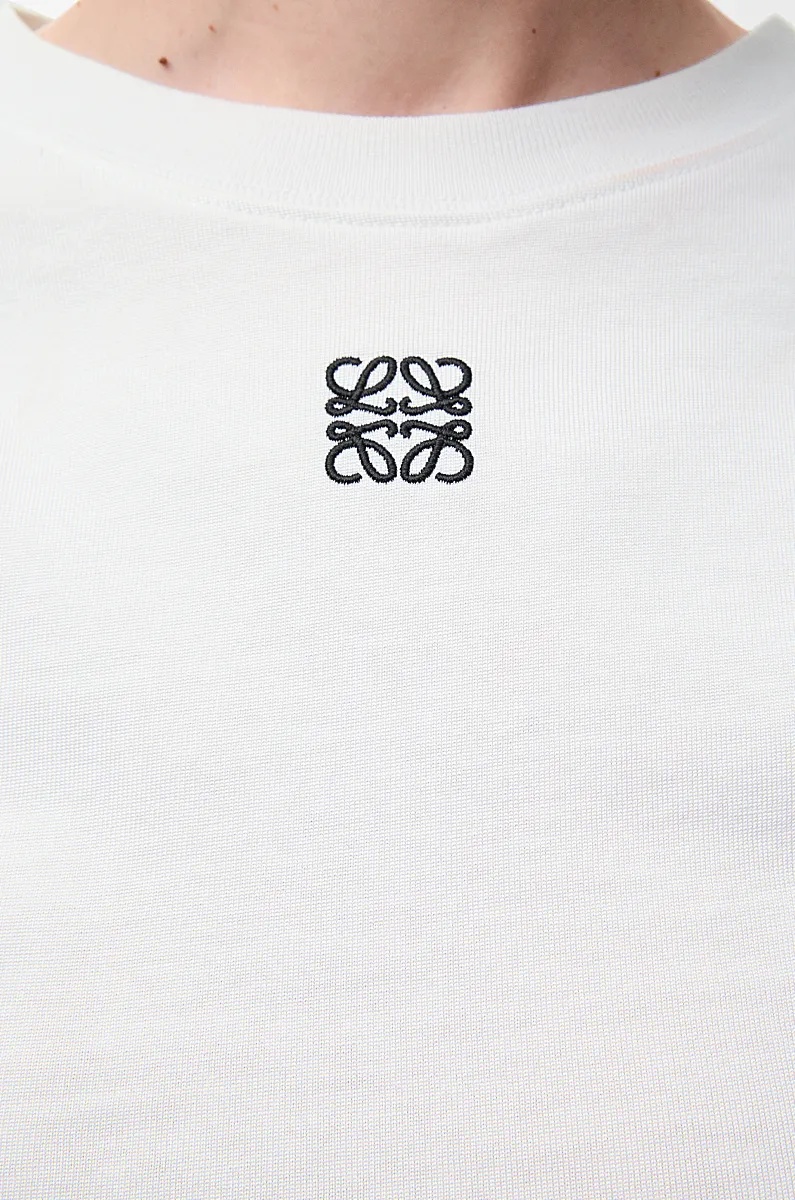 Loewe White Cotton-blend T-shirt With Anagram Logo Women In White