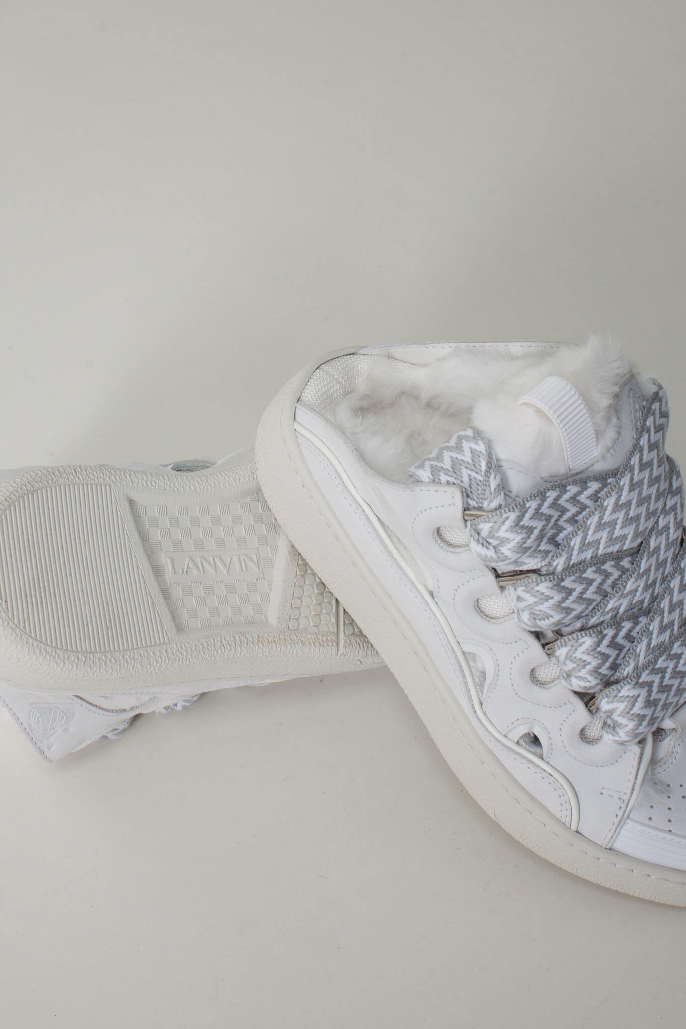 Lanvin Curb Lace-up Sneakers In Gray