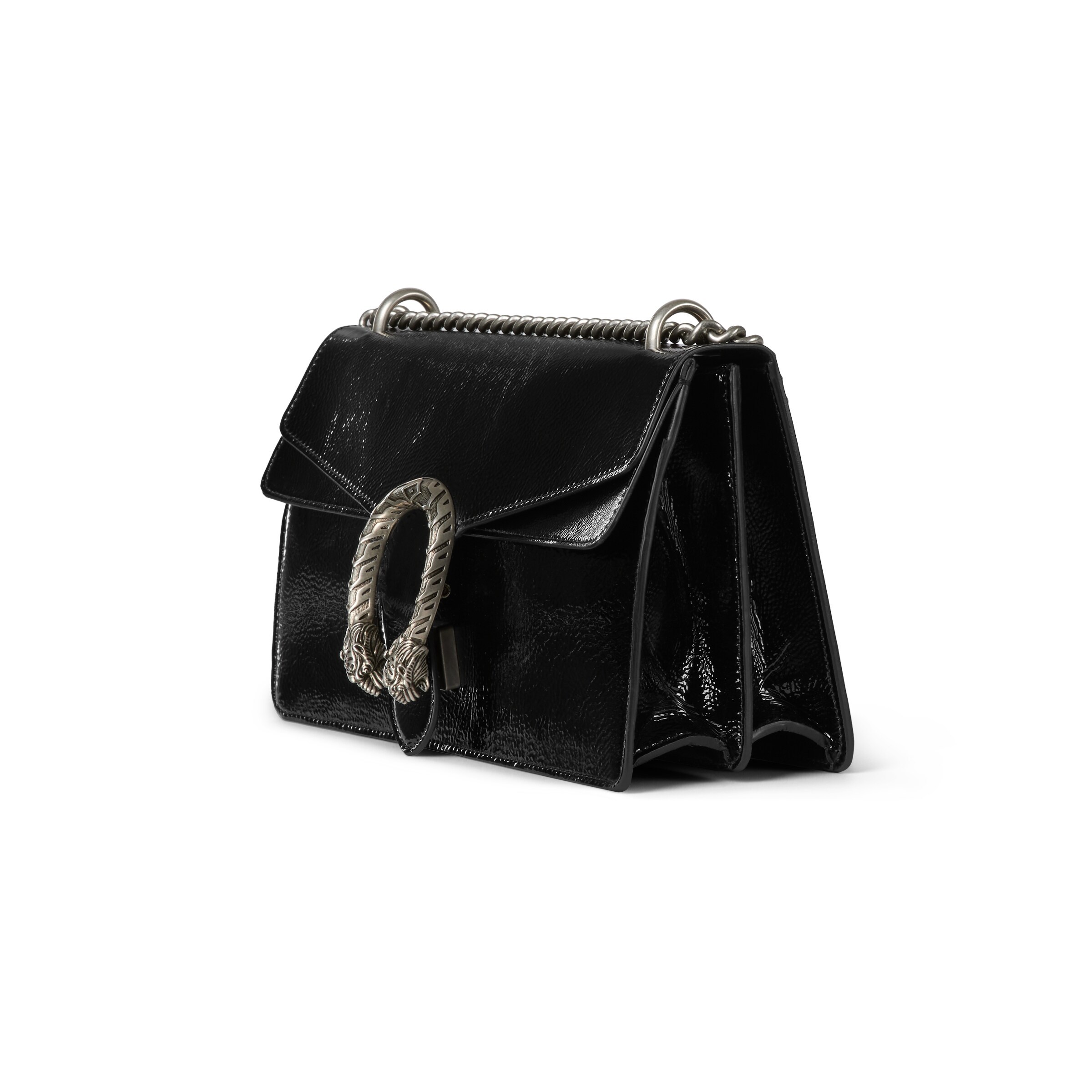 Gucci Dionysus Medium Patent Leather Shoulder Bag In Black