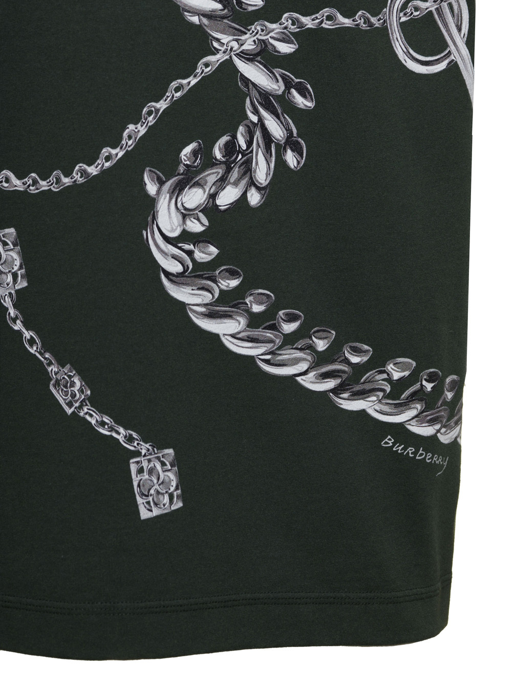 Burberry Green T-shirt With Front Print In Cotton Man In Black