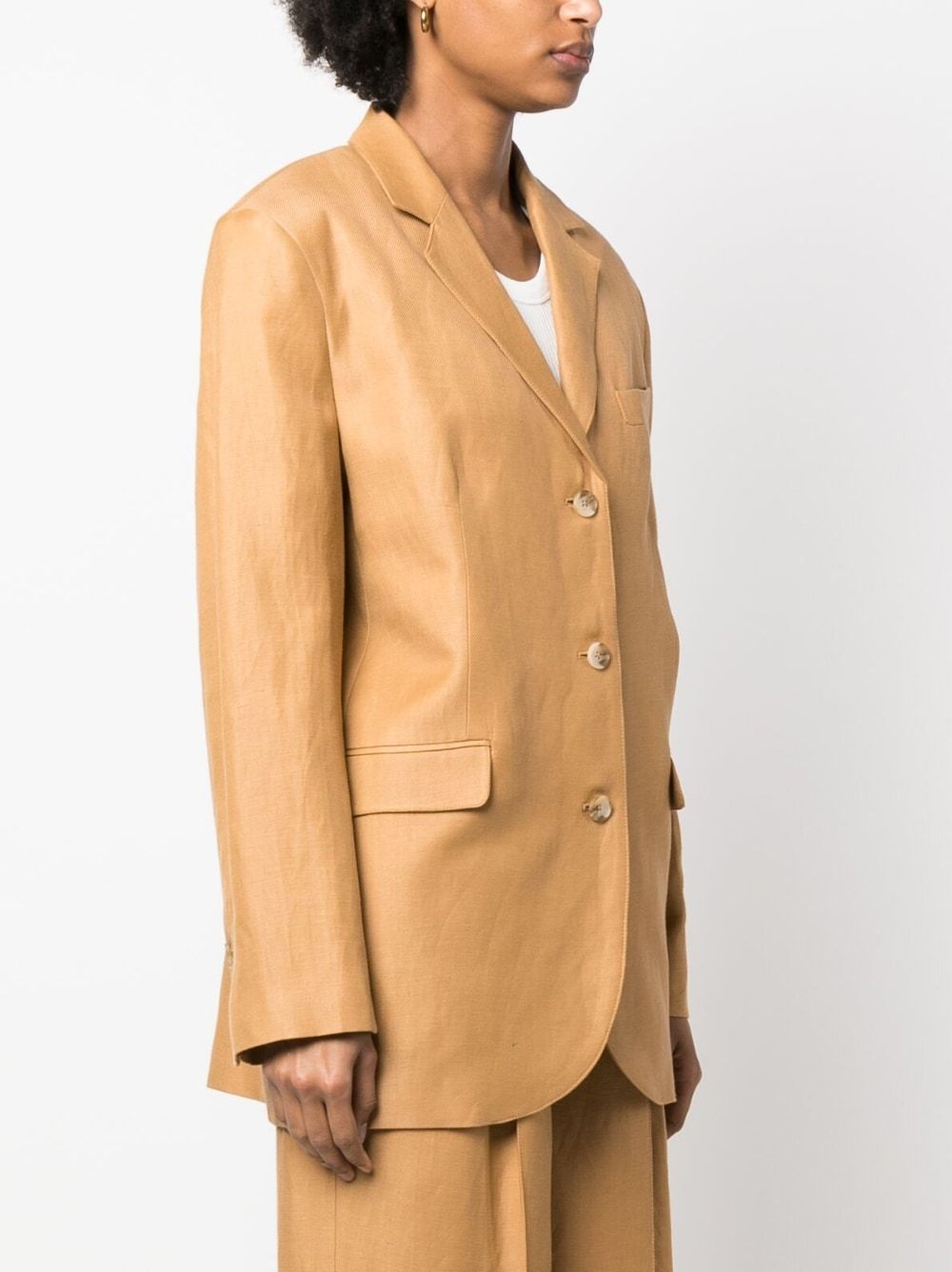 Shop Loulou Studio Long Sleeved Suit Jacket In Nude