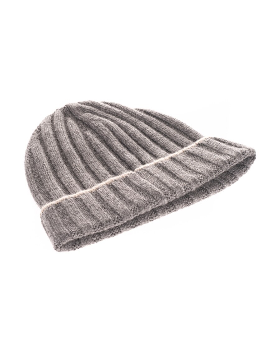 Brunello Cucinelli Cashmere Two-tone Beanie In Gray