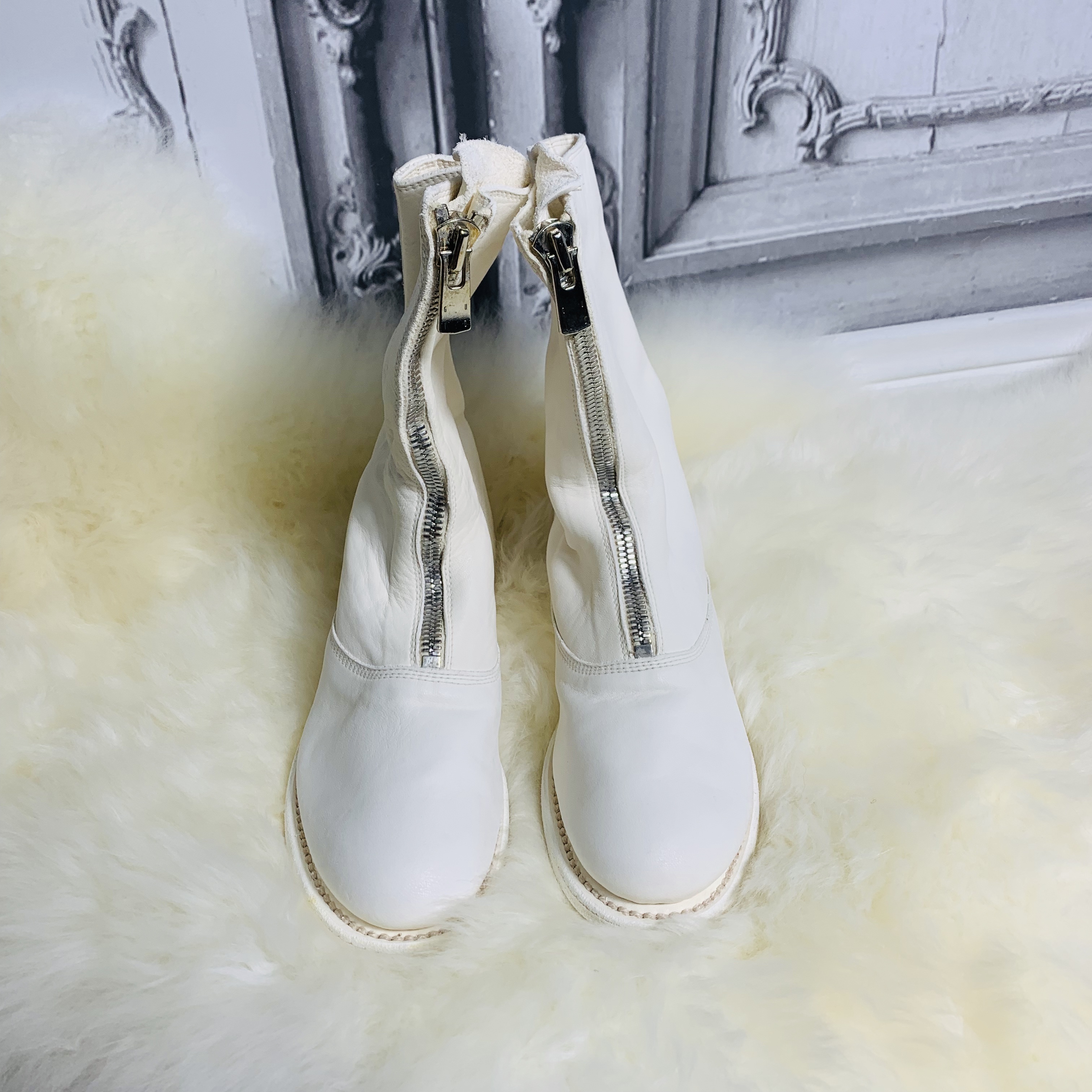 Guidi Round-headed Casual Boots In White