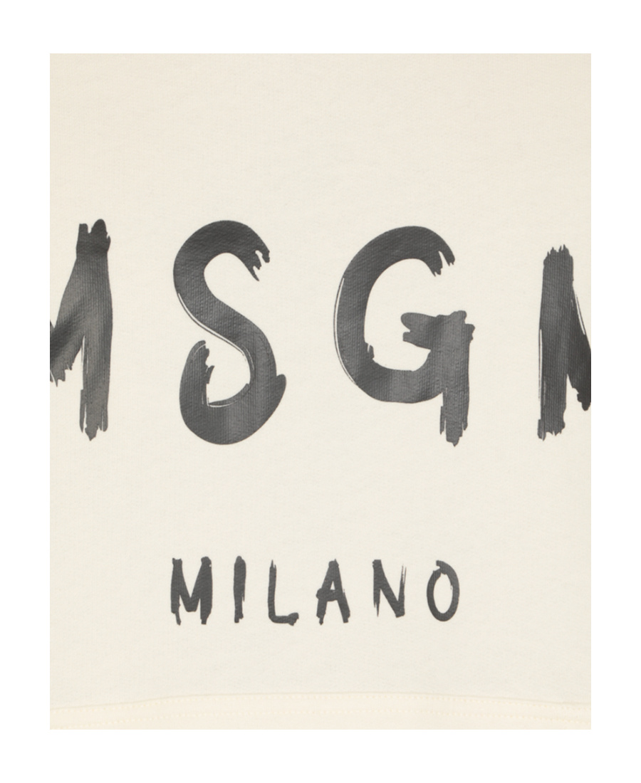 Msgm Logo Printed Drawstring Hoodie In White