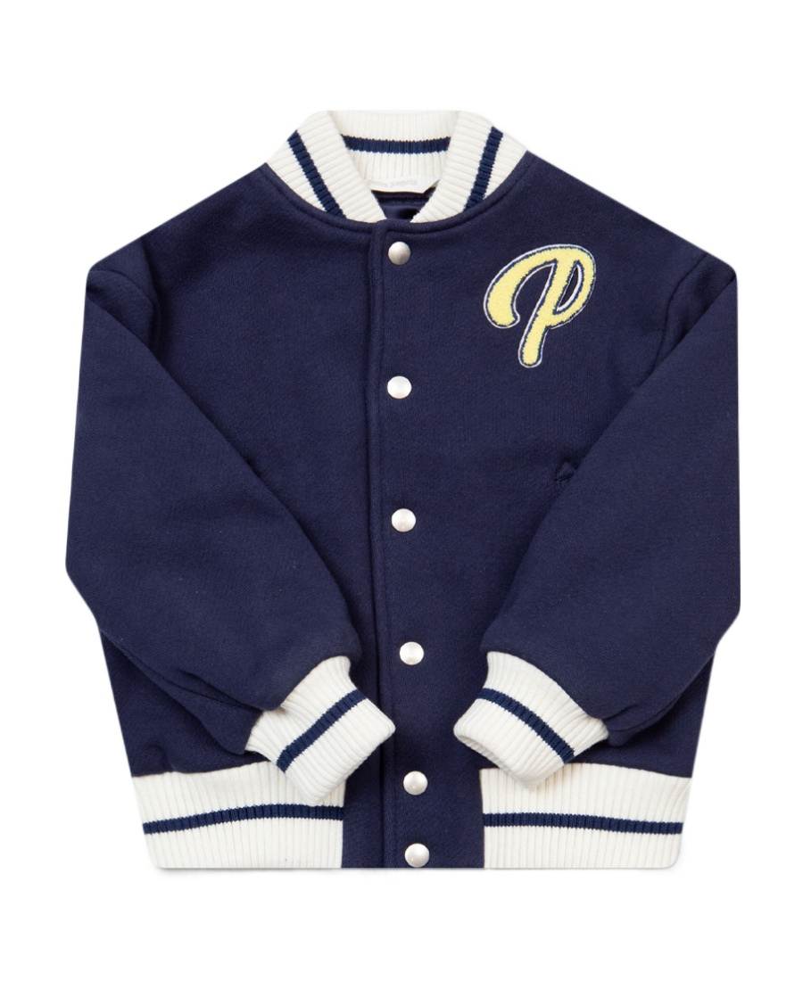 Palm Angels Logo-patch Varsity Bomber Jacket In Blue