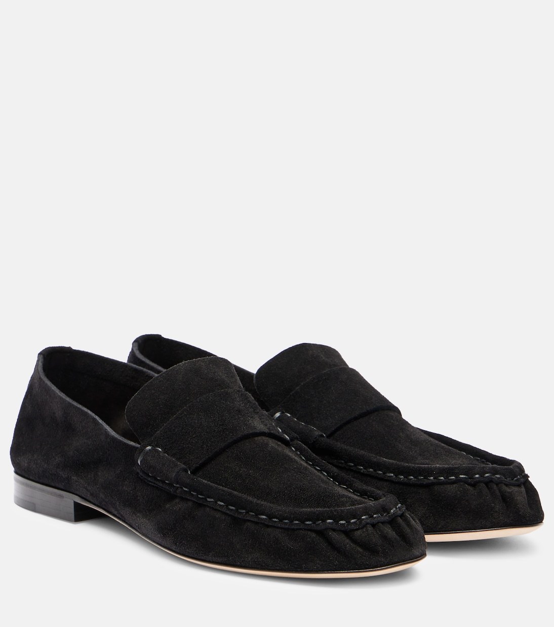 The Row Suede Loafers In Black