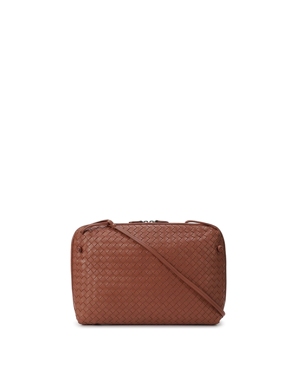 Bottega Veneta Woven Pattern Shoulder Bag In Brown