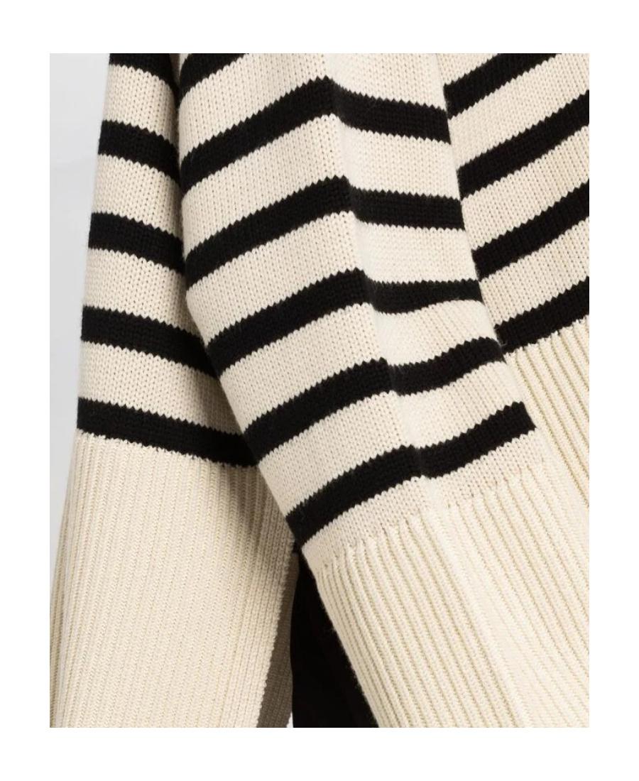 Totême Striped Wool And Cotton-blend Turtleneck Sweater In Neutral