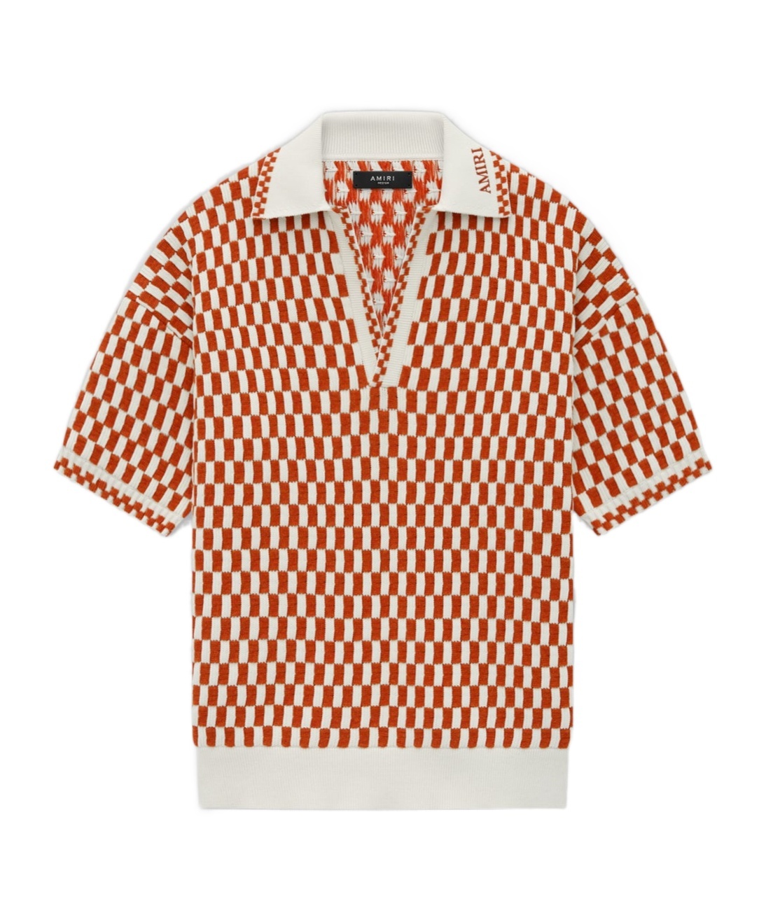Amiri Orange Checkered Oversized Polo
