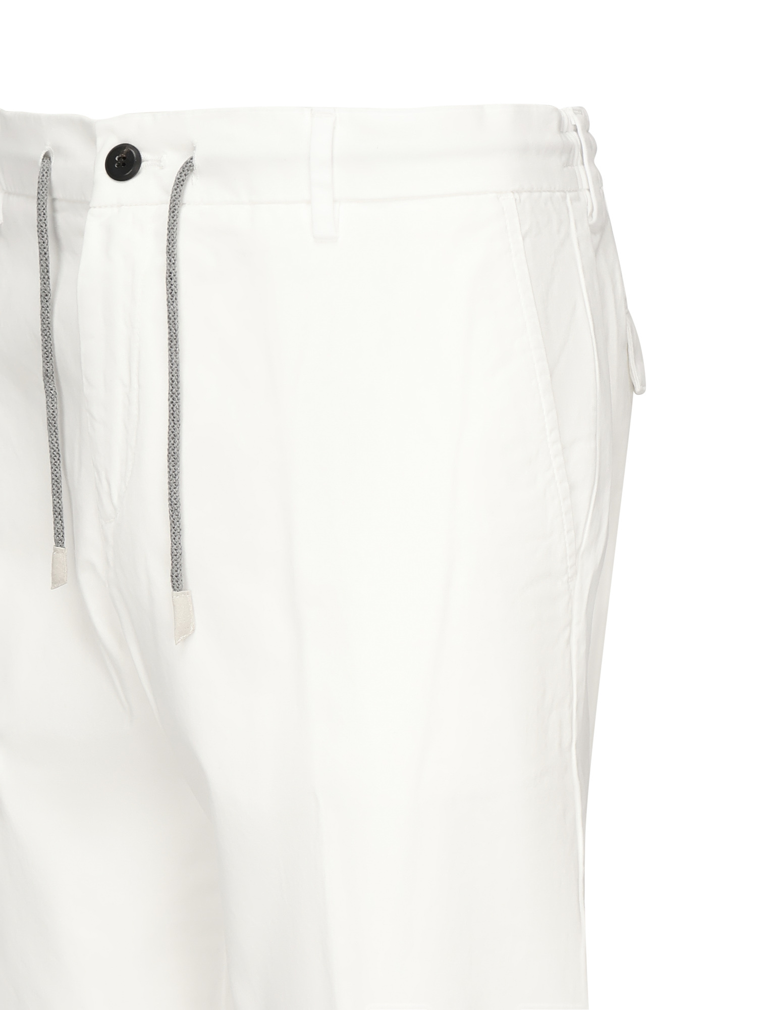 Eleventy Drawstring Cotton-blend Straight-leg Trousers In White