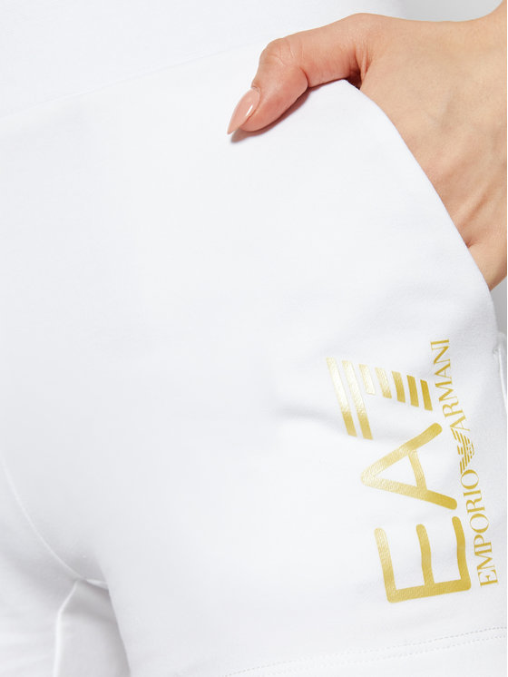 Ea7 Logo Detail Shorts In White