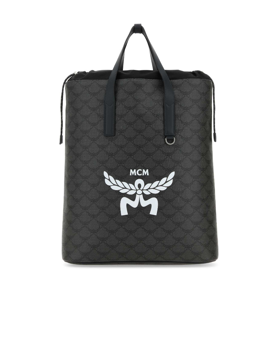 Mcm Medium Himmel Lauretos Logo Printed Backpack In Black