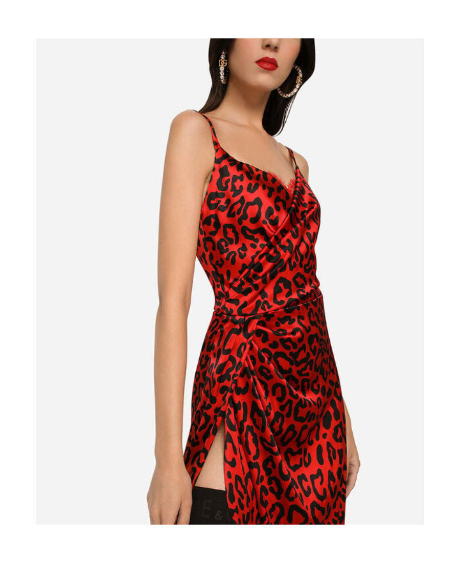 Dolce & Gabbana Leopard-print Maxi Dress In Red