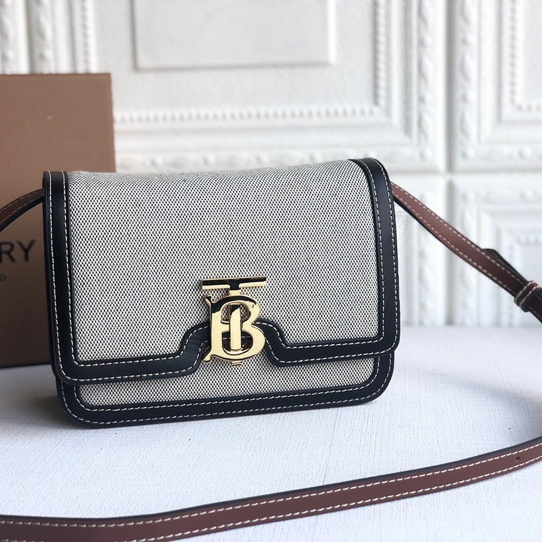 Burberry Small Tri-tone Tb Bag In Gray