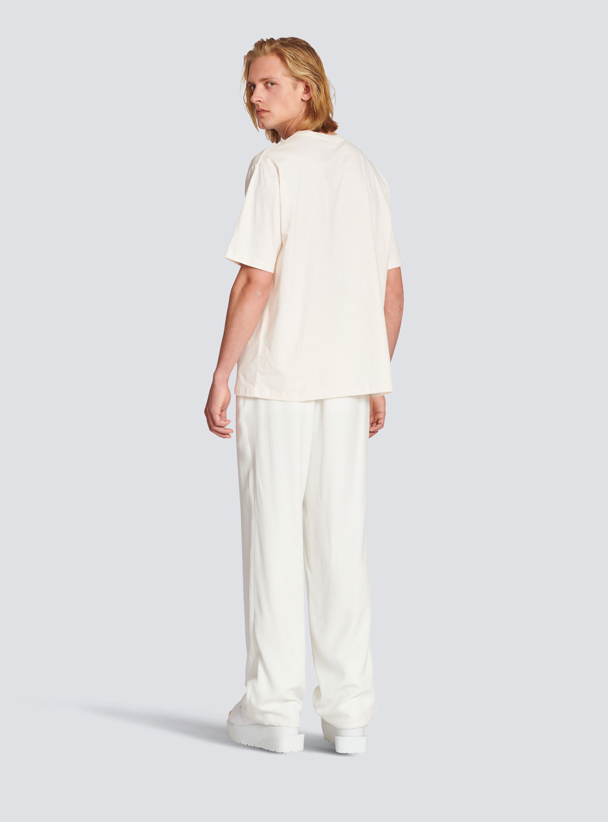 Shop Balmain Cotton T-shirt With Small  Paris Logo In White