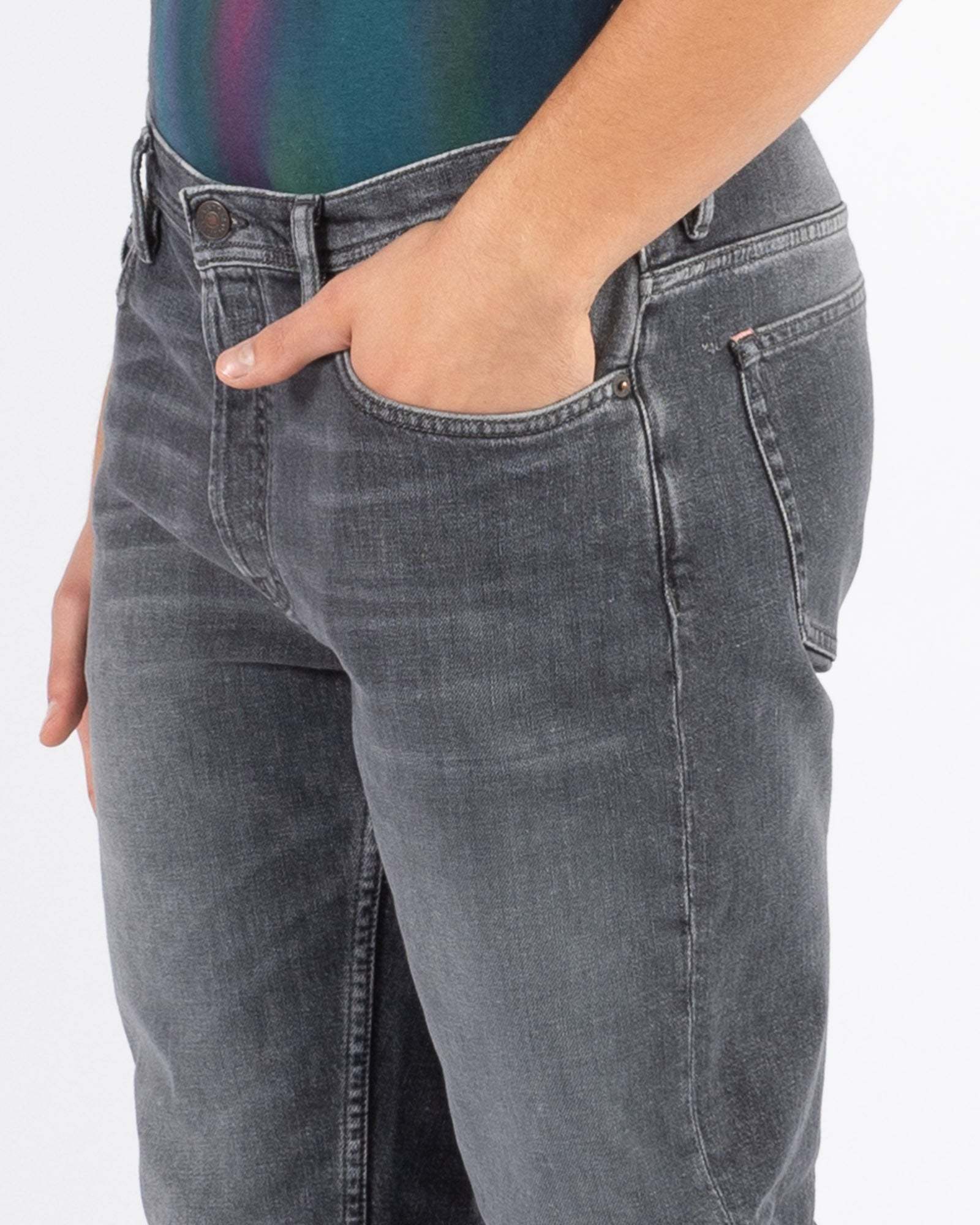 Acne Studios Distressed Five-pocket Faded Shorts With Belt Loops In Gray